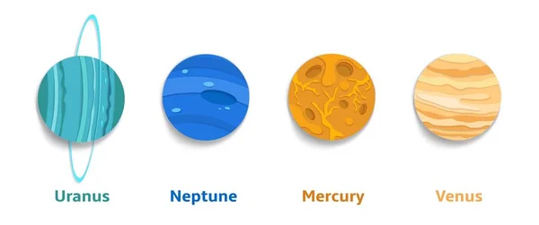 Planètes du système solaire, illustration de coupe de papier vectoriel — Image vectorielle