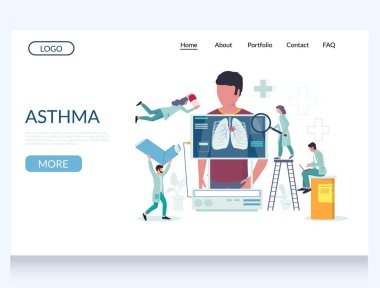 Astım vektörü web sitesi iniş sayfası şablonu