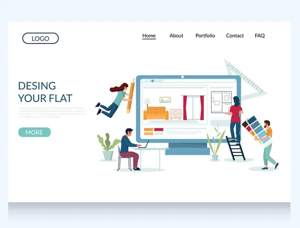 Entwerfen Sie Ihre flache Vektor-Website Landing Page Design Template — Stockvektor