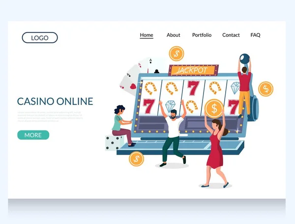 Modello di design della pagina di atterraggio del sito web vettoriale online Casino — Vettoriale Stock