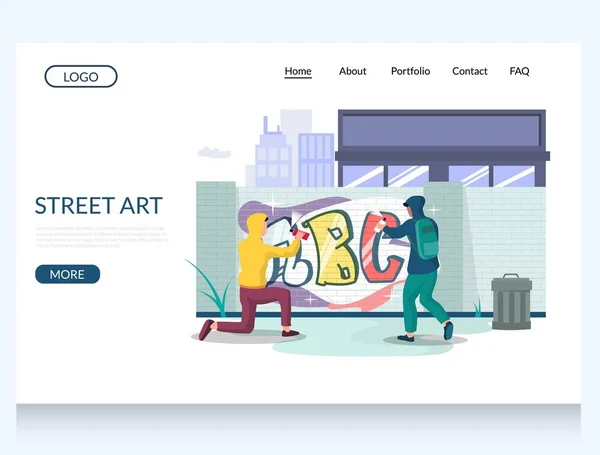 Street art vector website landing page design template — Stock Vector