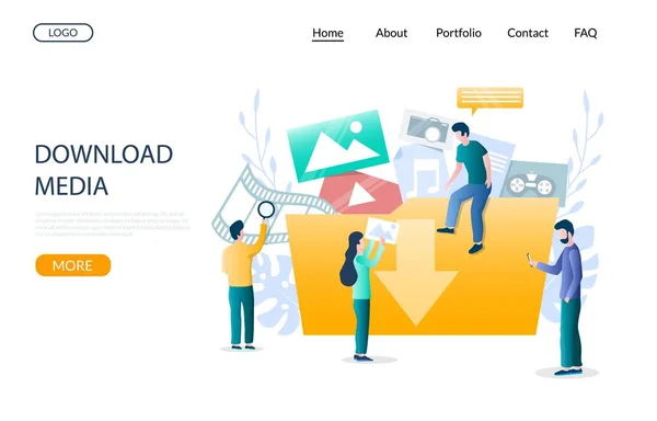 Descargar media vector página web landing page design template — Vector de stock