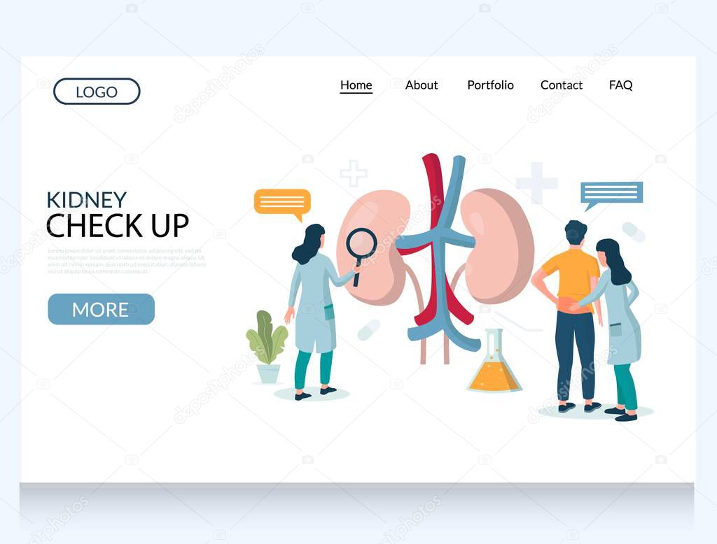Kidney check up vector website landing page design template