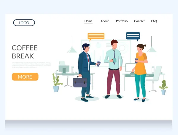 Modello di design della pagina di destinazione del sito web vettore pausa caffè — Vettoriale Stock