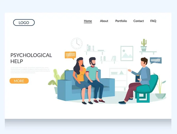 Psychological help vector website landing page design template — Stock Vector