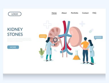 Böbrek taşı taşıyıcı web sitesi iniş sayfası tasarımı şablonu