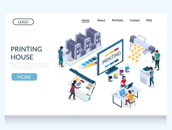 Printing house vector website landing page ontwerp template — Stockvector