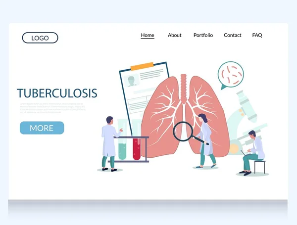 Tuberculosis vector website landing page design template — Stock Vector