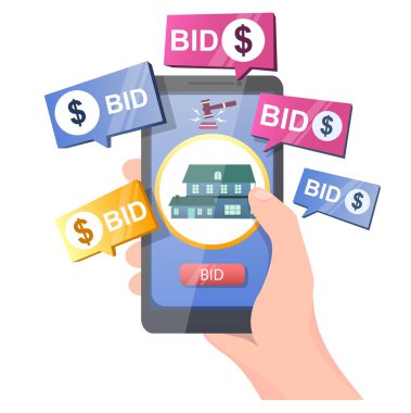 Web pankartı için açık artırma çevrimiçi vektör kavramı, web sayfası