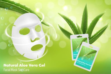 Aloe vera face maske vektör reklam afişi şablonu