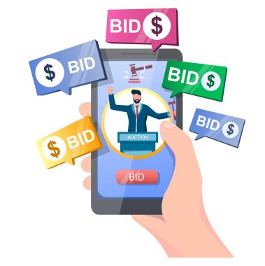 Web afişi için açık artırma çevrimiçi vektör kavramı, web sayfası