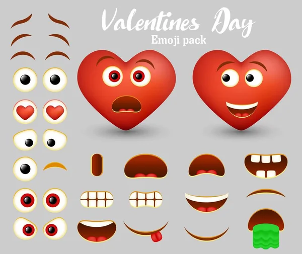 Vector rood hart emoji maker, emoticon maker — Stockvector