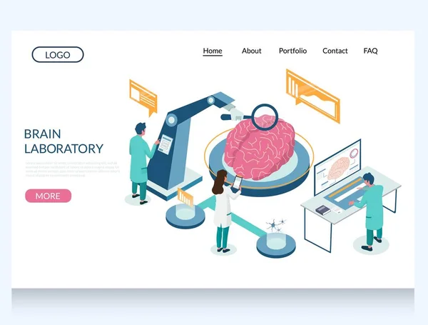 Brain laboratory vector website landing page design template — Stock Vector