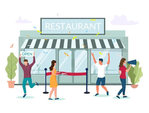 Restaurant grand opening vector concept voor webbanner, website pagina — Stockvector