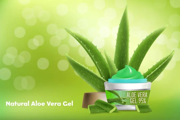 Modelo de cartaz de publicidade de vetor de gel Aloe vera — Vetor de Stock