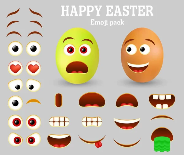 Pembuat Emoji telur Vektor Paskah, pencipta emoticon - Stok Vektor