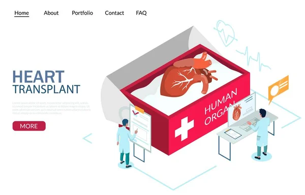 Heart transplant vector website landing page design template