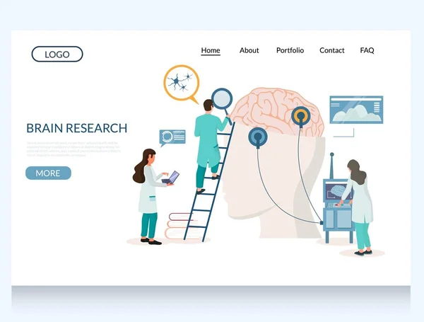 Modelo de design de landing page do site do vetor de pesquisa cerebral — Vetor de Stock