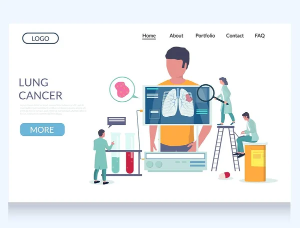 Modelo de design de landing page do site do vetor de câncer de pulmão —  Vetores de Stock