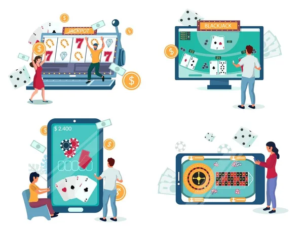 Online casino gambling set, vector isolated illustration — 스톡 벡터