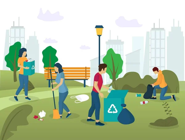 Park cleaning vector concept για web banner — Διανυσματικό Αρχείο