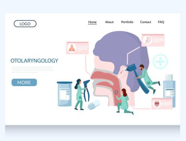 Otolaryngology vektör web sitesi iniş sayfası tasarımı şablonu