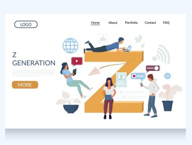 Z nesli vektör web sitesi iniş sayfası şablonu