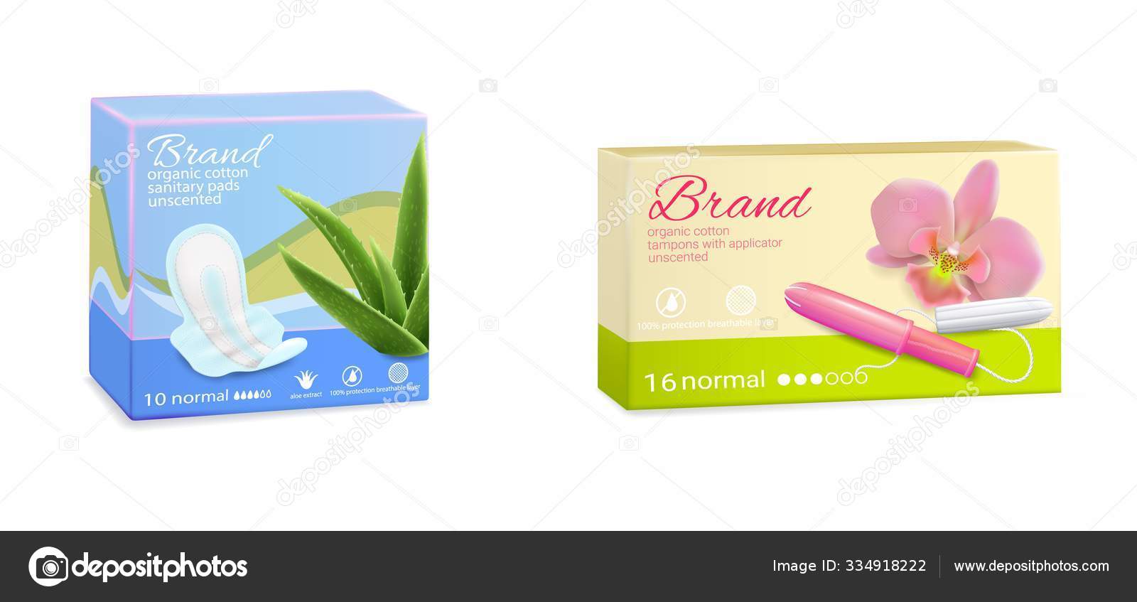 Download Feminine Hygiene Tampon Sanitary Pads Packaging Boxes Vector Illustration Vector Image By C Siberianart Vector Stock 334918222