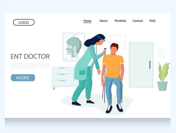 Ent doctor vektor website landung seite design template — Stockvektor