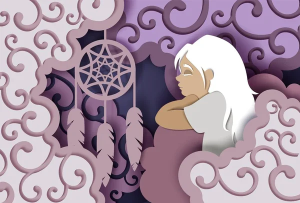 Sweet dreams vector illustration in paper art style