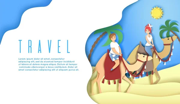 Spanduk web travel, templat vektor halaman pendaratan situs web - Stok Vektor