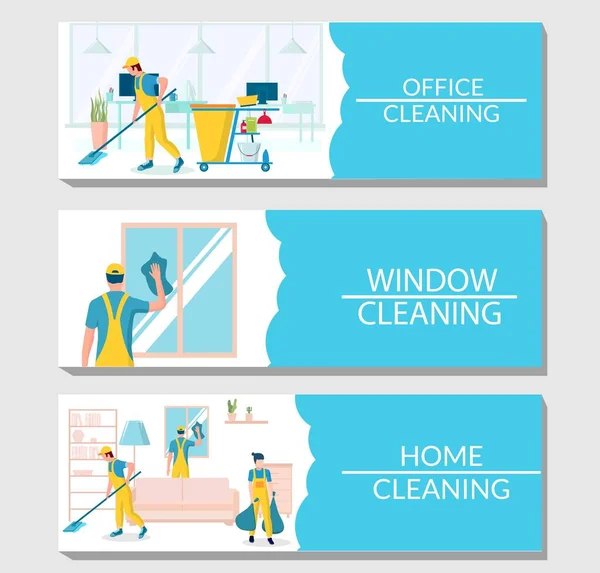 Services de nettoyage professionnels ensemble de gabarit de bannière vectorielle — Image vectorielle