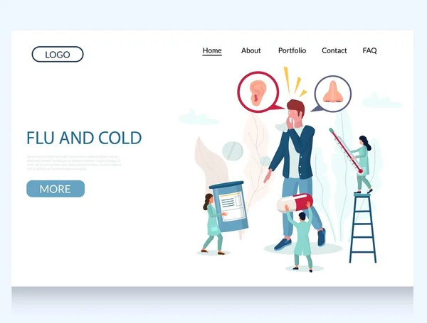 Flu and cold vector website landing page design template — Stock Vector