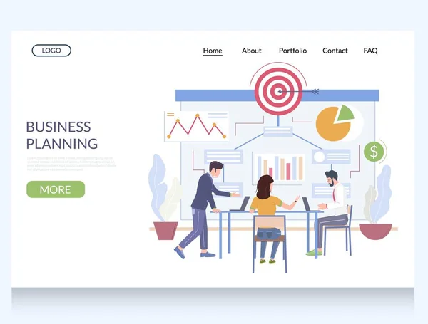 Business planning vector website landing page design template — Stock Vector