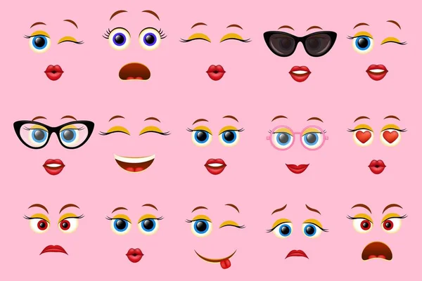 Twarze Emoji dla emotikony konstruktora, ilustracja wektora — Wektor stockowy