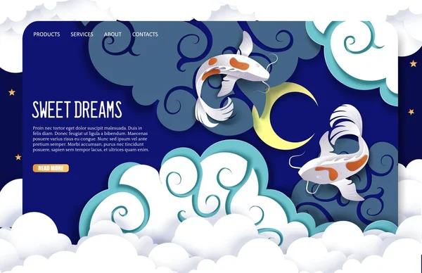 Sweet dreams vector website landing page design template — Stock Vector