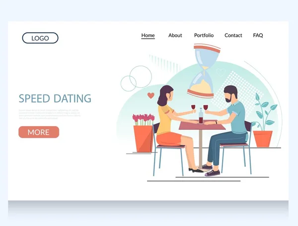 Speed Dating Vektor Website Landing Page Design Template — Stockvektor