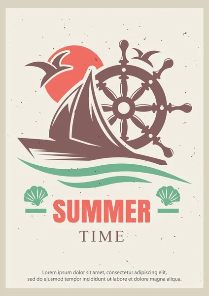 Plantilla de diseño de póster retro de vector horario de verano — Vector de stock