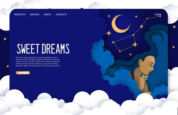 Γλυκά όνειρα διάνυσμα ιστοσελίδα προσγείωση πρότυπο σχεδιασμού σελίδα — Διανυσματικό Αρχείο