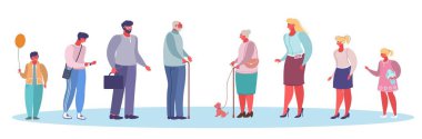 People of different ages vector flat style design illustration