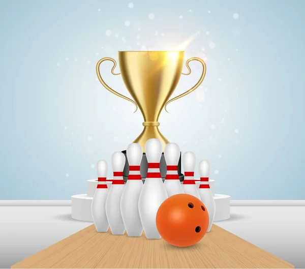 Bowling tournament winner vector poster design template — Stockvektor
