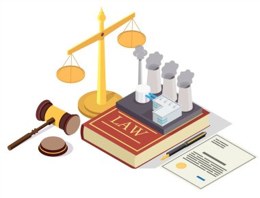 Pollution prevention law vector flat isometric illustration