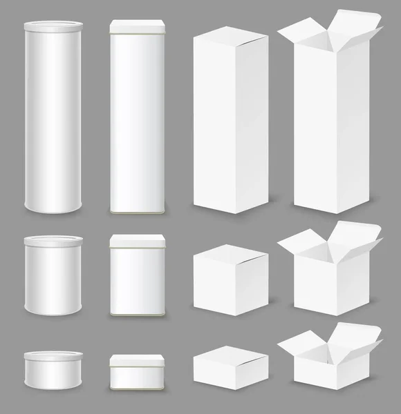 Cardboard box mockup set, vector isolated illustration — Wektor stockowy