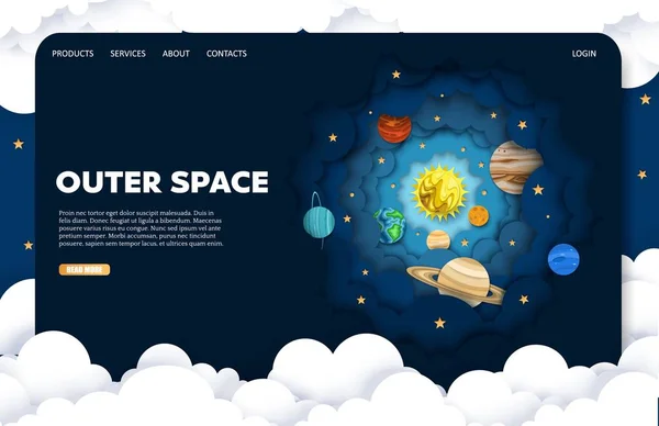 Outer space vector website landing page design template — Διανυσματικό Αρχείο