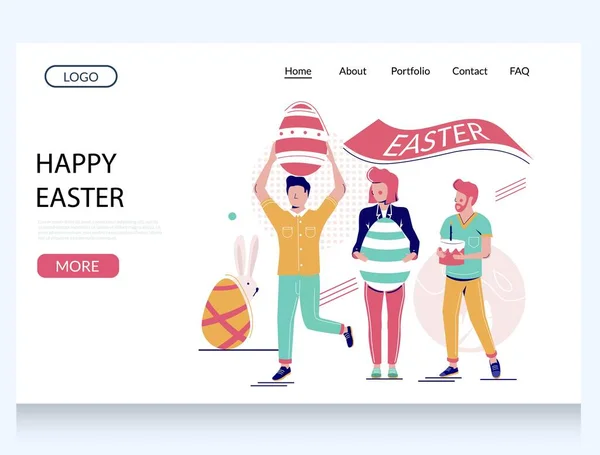 Happy Easter vector website landing page design template — Stock Vector