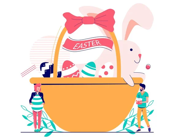 Easter basket vector concept for poster, banner — Διανυσματικό Αρχείο