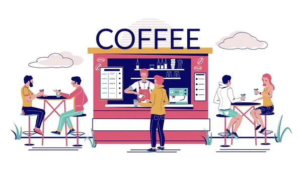 Street coffee shop, vector concept for web banner, website page — Διανυσματικό Αρχείο