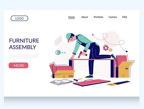 Furniture assembly vector website landing page design template — Wektor stockowy