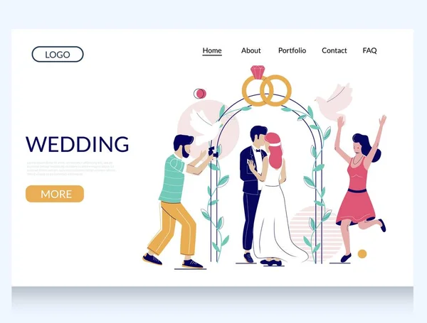 ウェディングベクトルウェブサイトランディングページデザインテンプレート — ストックベクタ
