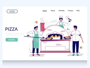 Pizza vektörü web sitesi iniş sayfası tasarımı şablonu